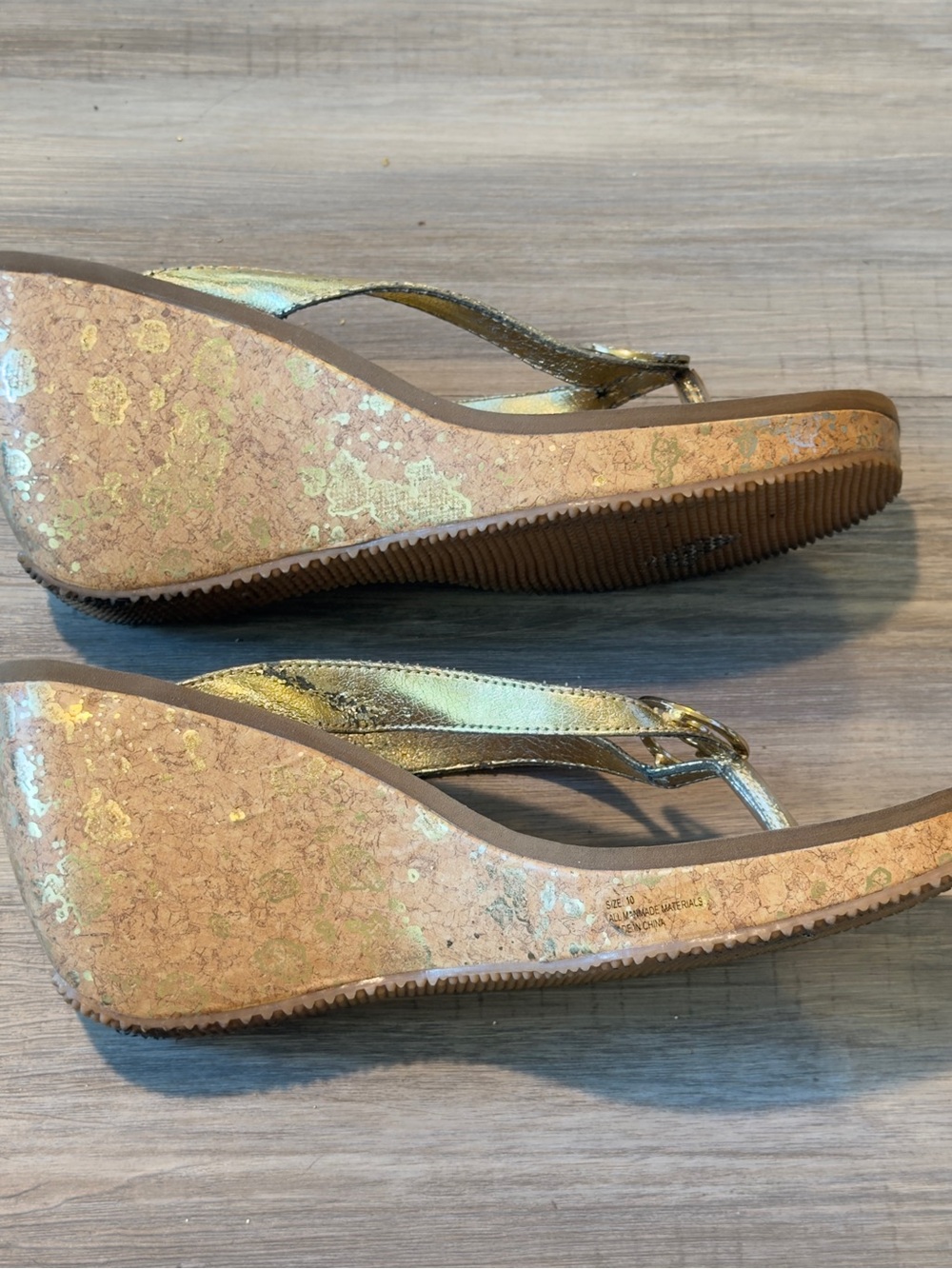 Vintage Y2K Baby Phat | Gold Cork Wedge Sandals | Rhinestones | Size 10